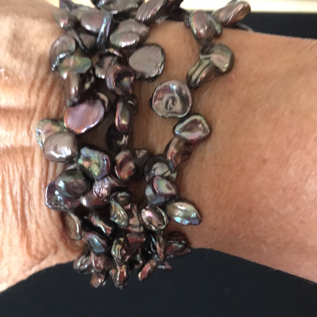 Pair Of Two Identical Fresh Water Pearl Bracelets, Purple Stone Earrings